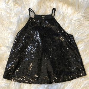 Forever21 Black Sequined Tank Top